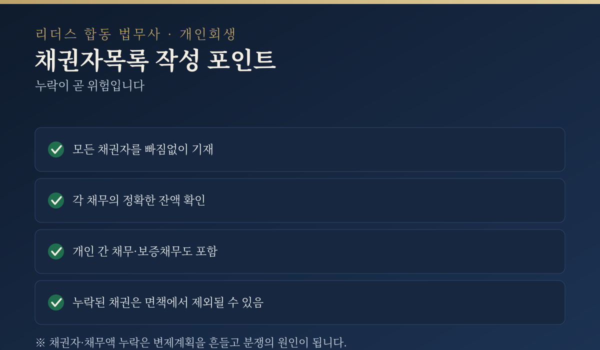 채권자목록 작성 포인트